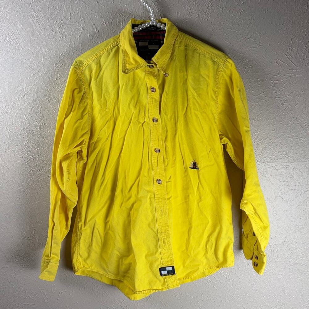 Vintage Urgent Gear Shirt Womens Size Medium Yellow Button Front Western Preppy